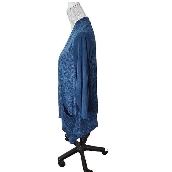 LOGO by Lori Goldstein Cardigan Sweater Blue Space Dyed  Women's Large - Picture 6 of 10